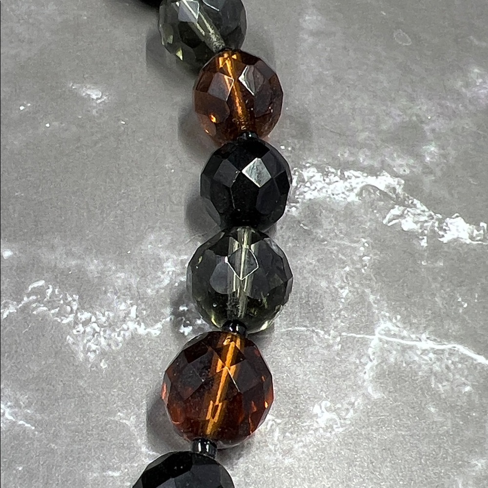 Vintage KMT Faceted Crystal Bead Jet Black Necklace - Picture 4 of 6